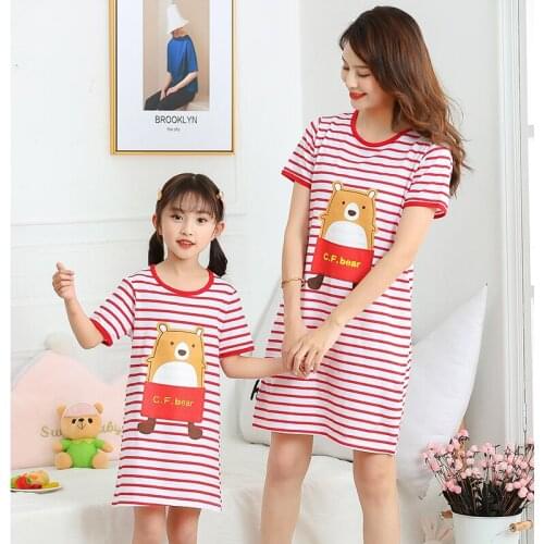 Mother Daughter Macthing Dresses Family Set Flower Mom Mum Baby Mommy and Me Clothes Fashion Women Girls Cotton Dress