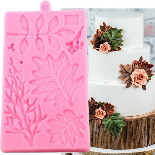 Autumn Leaf Silicone Mold Seaweed Leaves Cake Border Fondant Cake Decorating Tools Cake Baking Candy Chocolate Gumpaste Moulds