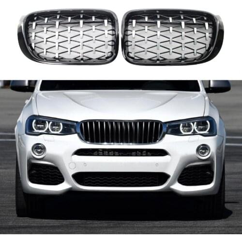 2Pcs Front Grill Professional Anti-scratch Semi-electroplating Kidney Grille Replacement Accessories for BMW F25 F26 X3 X4 14-17