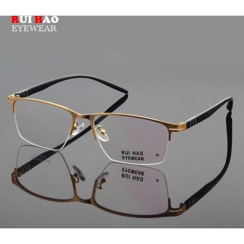 Half Rimless Eyeglasses Frame Business Optical Glasses Frames Men Alloy Spectacle Frame Can Customize Myopia Progressive Glasses