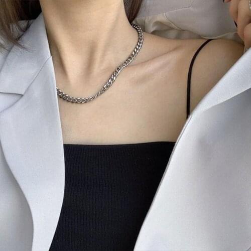 Simple Retro Thick Chain Necklace For Women Couple Trend Fine Bungee Hip Hop Jewelry Party Gifts SAN314