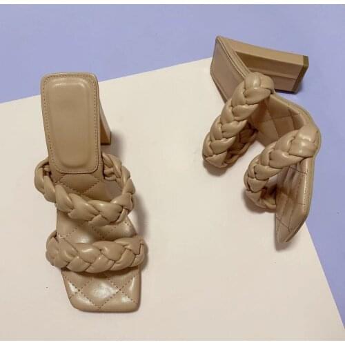 New Summer Fashion Design Weave Women Sandals High heels Ladies Sandals Open Toe Shoes Colorful Candy Colors Sweet Green orang