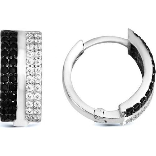 Argentum Concept-Black White Stone Silver Ring Earrings