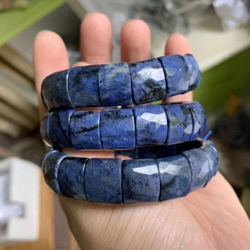 Blue natural dumortierite stone beads bracelet natural gem stone jewelry bangle for woman for gift wholesale