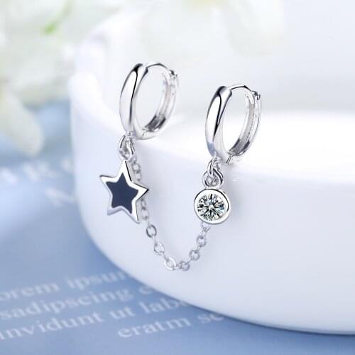 Double Hole One-piece Earrings Anti Allergy Womens Earrings Double Ear Piercing Five Pointed Star Handmade Jewelry