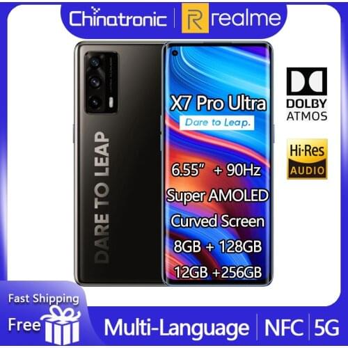 2021 realme X7 Pro Ultra 128GB 5G SA/NSA Mobile Phone Dimensity 1000+ 6.55"90Hz AMOLED 4500mAh 64MP Camera 65W Fast Charge NFC