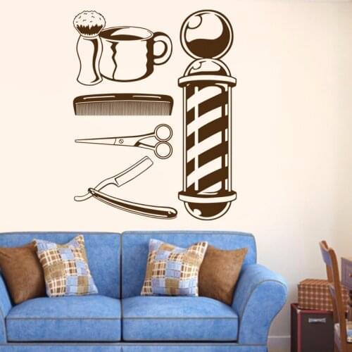 Barber Shop Sticker Customized Chop Bread Decal Posters Vinyl Wall Art Decor Windows Decoration Haircut Shavers Decals