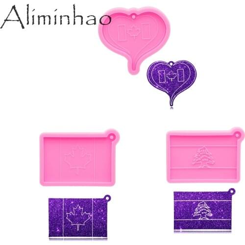 DY0994 Super Glossy Canada Flag Resin Mold, Lebanese Flag Craft Keychain Silicone for DIY Mould Necklace jewelry Epoxy Resin