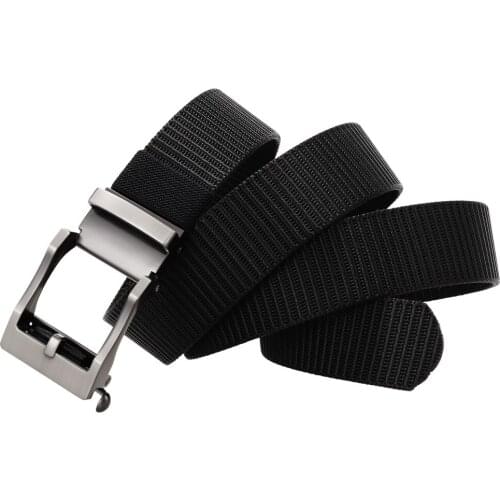 High Quality Fashion Male Black Nylon Belt Outdoor Metal Automatic Buckle Casual Pants Cool Wild Luxury Waist Belts G35-24051