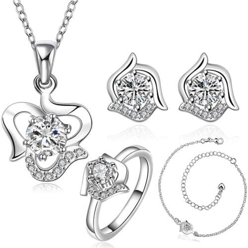 LKNSPCS781-D silver plated jewelry set, fashion jewelry set A034-D Earring 491 Necklace 515 Ring 379-8 /dnyamffa dzqamqxa