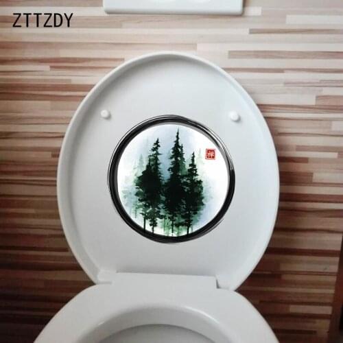 ZTTZDY 22.2×22.3CM Ink Painting Classical Home Wall Stickers Mural Creative Toilet WC Decoration T6-0280