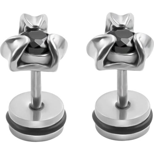 1 Pair Gothic Black Earring Stud for Men Women Unisex Stainless Steel Black Eye Ear Studs Earring Ear Piercing