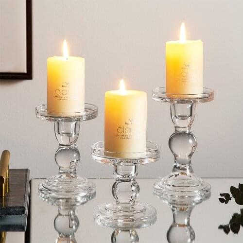 1pc Crystal Glass Candle Stick Holders Stand Coffee Table Living Dinning Room Candlestick Table Centerpieces for Candles Holders