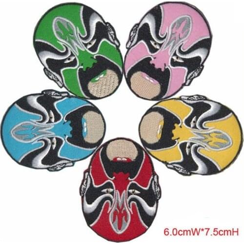 10pcs/lot Embroidery Patches Beijing Opera Facial Masks Backpack Clothing Decoration Accessory Diy Iron Heat Transfer Applique