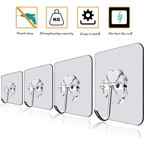 10 Pcs Hooks Transparent Strong Self Adhesive Door Wall Hangers Hooks Suction Heavy Load Rack Cup Sucker for Kitchen Bathroom