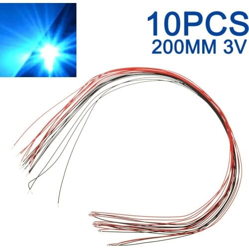 10Pcs Blue 0402 SMD Led Pre-soldered Micro Litz Wired Leads Blue SMD Led 200mm Length For Small Models For DIY Home Use
