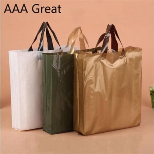100pcs/Lot Plastic Bags Packaging Handle Party Supplies Big Plastic Bags For Shops For Clothes Gift Bag With Handles