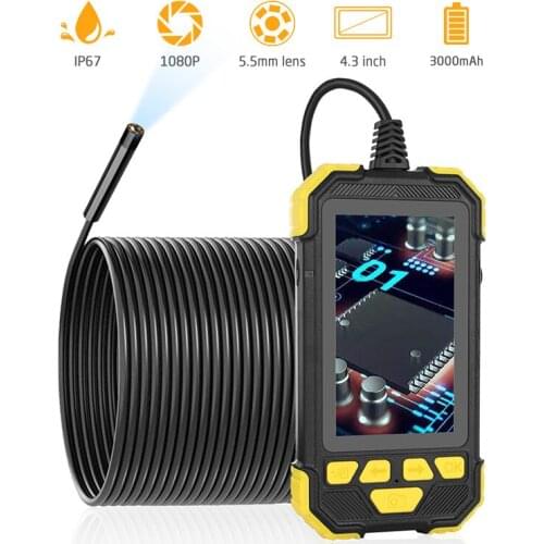 1080P Digital Industrial Endoscope Camera Handholod Waterproof Borescope Inspection Camera for Vehicle Checking Pipe Detecting