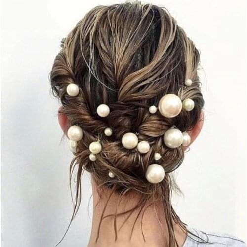 18pcs/lot Big Small Pearl Hair Stick Set Sweet U Shape Hair Clip Hairpin Wedding Bride Headdress Hair Accessories