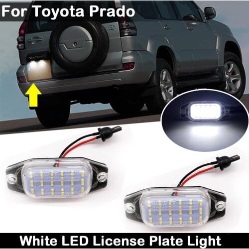 2Pcs For Toyota Prado 2010-2016 Clear Lens High Brightness White LED License Plate Light Number Plate Lamp
