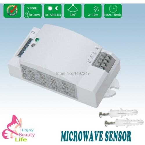 220V/AC-240V/AC 360 Degree Microwave Sensor Light Switch Auto Induction Microwave Motion Detector TMW-D03