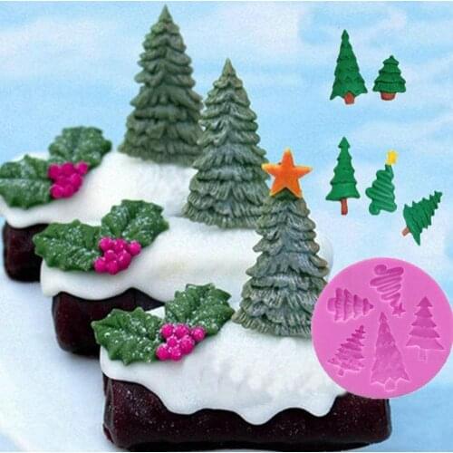 3D Christmas Tree Silicone Resin Fondant Molds For DIY Decoration Cup Cake Pastry Baking Dessert Plaster Lace Kitchen Tools I3E1
