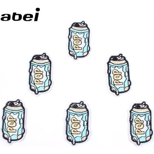 5pcs/lot Cartoon Drinks Patch Embroidered Iron On Clothes Stickers DIY Jeans Coats Badge sew on appliques Handmade Sew Patch