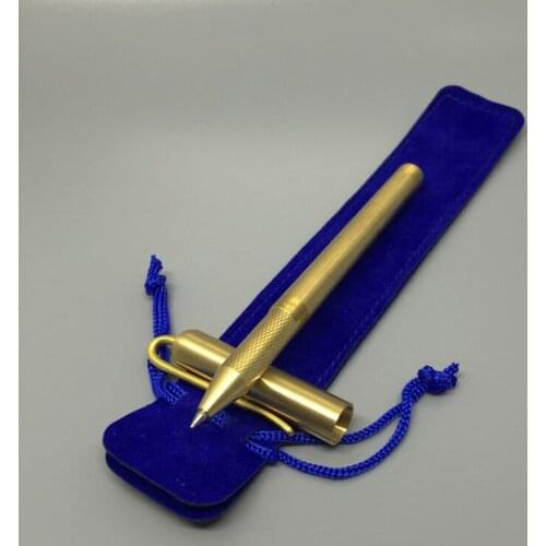 5pcs Handmade Screw Non-slip Brass Signature Pen , Solid Portable Pocket Copper Clip Gel Pen Tactical Pen Self Defense EDC