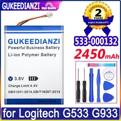 2450mAh GUKEEDIANZI 533-000132 for Logitech G533 G933 battery G533S G933S