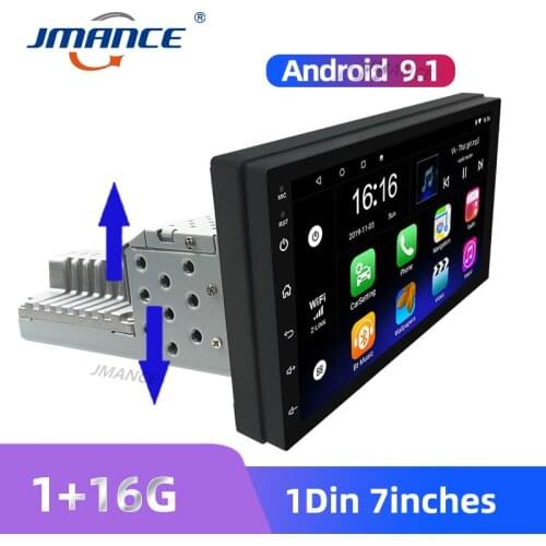 JMANCE 7 Inch Car Stereo Radio 1DIN Adjustable FM Android 9.1 Contact Screen 1080P Quad-Core GPS Navigation Car Radio Player