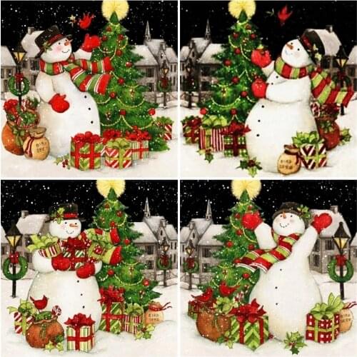 AZQSD Full Square Diamond Embroidery Snowman Christmas Mosaic Picture Of Rhinestones Diamond Art Painting Cartoon Home Decor