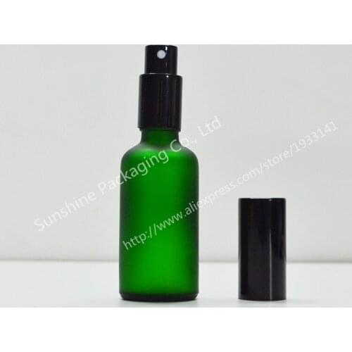 Free shipping 200pcs 50ml Frost Green Glass Spray Bottle Glass Container Glass Bottle Jar with Fine Mist Sprayer