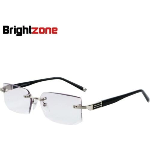 Brightzone Rimless Reading Glasses Men Brand Designer Gray Resin Lens Man Black Comfortable Lightweight Eyeglasses Anti Fatigue
