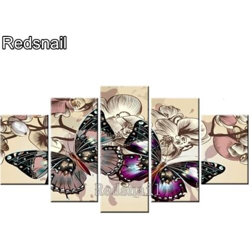 Diamond Mosaic Butterfly Multi-picture Combination Full Square Embroidery Cross Stitch Painting Art Gift 5 pcs set TT2522