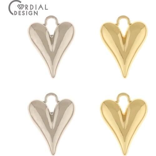 Cordial Design 100Pcs 12*15MM Jewelry Accessories/Earring Pendants/Hand Made/Heart Shape/Jewelry Findings Components/DIY Charms