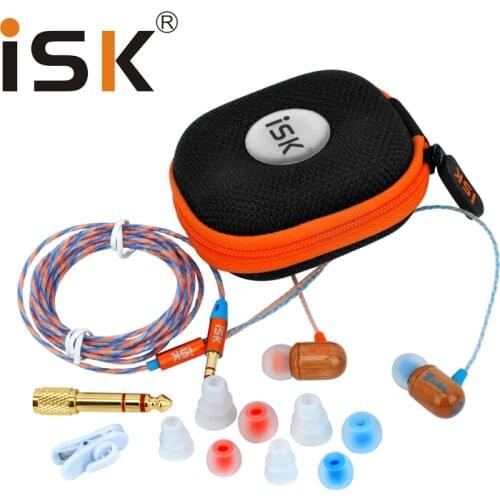 Top Quality ISK SEM8 monitoring earphone DJ music headphone wooden Anti-Radiation protect Ear 2.5M Length