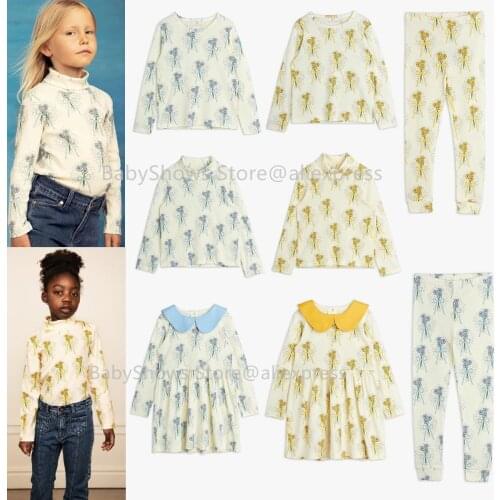 Kids Long Sleeve T Shirt 2021 Autumn Mr Brand Toddler Boy Girl Top Legging Pant Floral Printed Baby Sisters Dress Winter Outwear