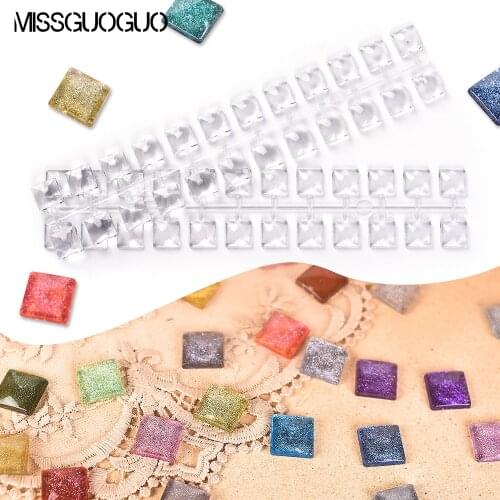 2*24 Tips Nail Art Display Square Clear False Nail Tips Acrylic UV Gel Polish Full Cover Color Card Practice Display Tool