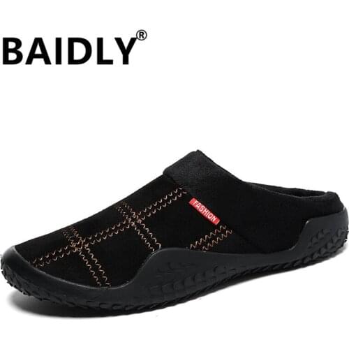 Slippers House Mens Winter Shoes Soft Man Home Slippers Cotton Shoes Fleece Warm Anti-skid Man Slippers Big Size 39-48