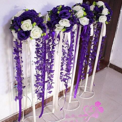 12 inch Artificial Rose Hydrangea Kissing Ball Wedding Road Cited Flower Roman Column Lead Bouquet with stand T station Decor