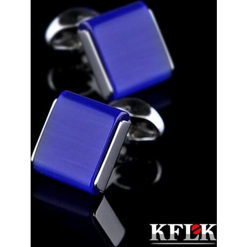 KFLK Jewelry shirt Fashion cufflinks for mens Brand Blue cuff links Button male High Quality Luxury Wedding Groom guests