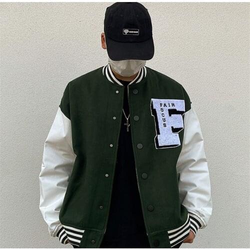 Hip Hop Baseball Jacket Men Women 3D Letter F Japanese Streetwear Harajuku College Patchwork Block Bomber Women Varsity Jacket