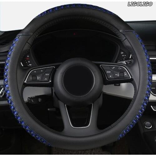 LIGOLIGO Leather Car Steering Wheel Cover For Suzuki Vitara Swift Jimny SX4 S Cross Dzire Celerio Ertiga APV