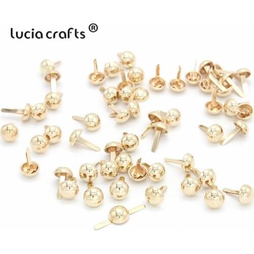 Lucia crafts 50pcs/lot 10mm Gold Round/Bucket Fastener Brads DIY Metal Craft Supplies G0915