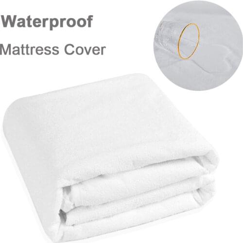 Waterproof Mattress Pad Cover Nordic Style Terry Cloth Anti Mites Bed Sheet King Queen Size Machine Washable Mattress Protector