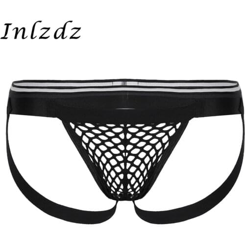 Mens Fishnet Underwear Open Butt G-string Thong Panties Low-waisted Elastic Waistband T-back Briefs Underpant for Lingerie Night
