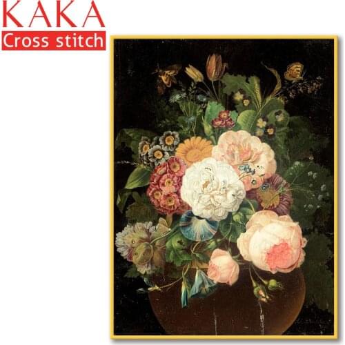 Cross stitch kits,Embroidery needlework sets with printed pattern,11CT-canvas for Home Decor Painting,Flowers Full NCKF307