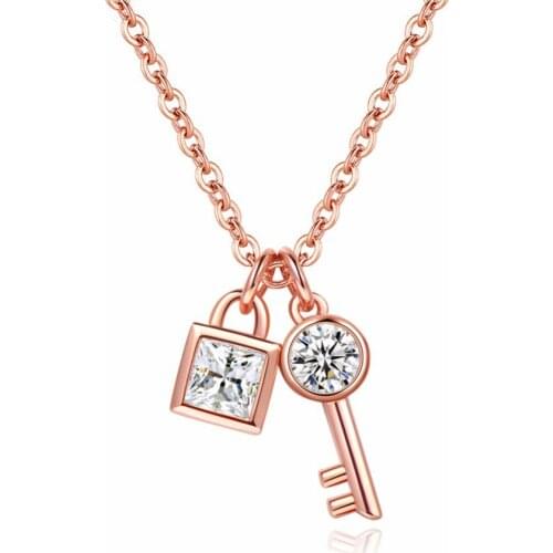 Charm Hanger Ketting Voor Vrouwen Rose Gold Crystal Key Sieraden Meisje Verstelbare Zirkoon Kettingen Fasion Gift Sieraden