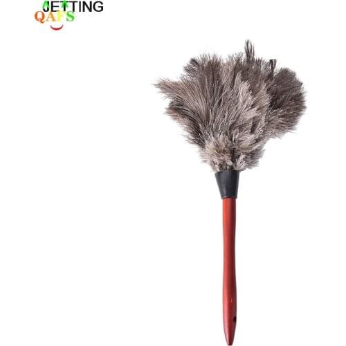 Car Window Cleaning Wood Handle Car Fan Furniture Dust Cleaner Natural Fall Ostrich Fur Feather Anti Static Duster Brush 1 pcs
