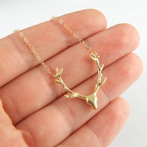 Antler Necklace Christmas Elk Reindeer Pendant Necklace Female Clavicle Chain